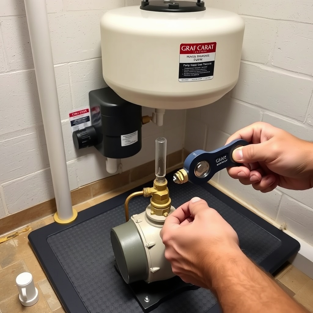 A lifelike photo of a basement installation showing the Graf Carat tank