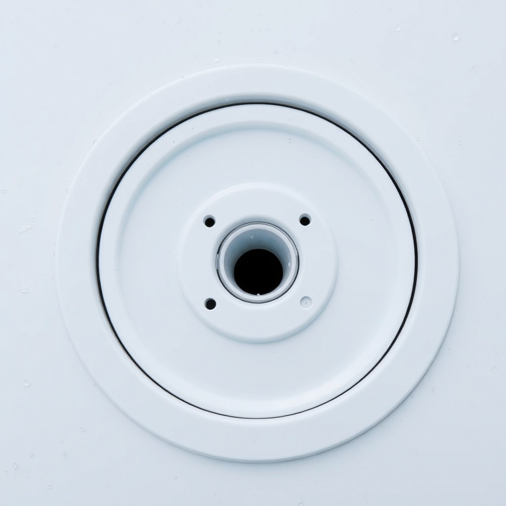 Close-up of a Graf Carat tank showing the manhole cover with a visible integrated overflow