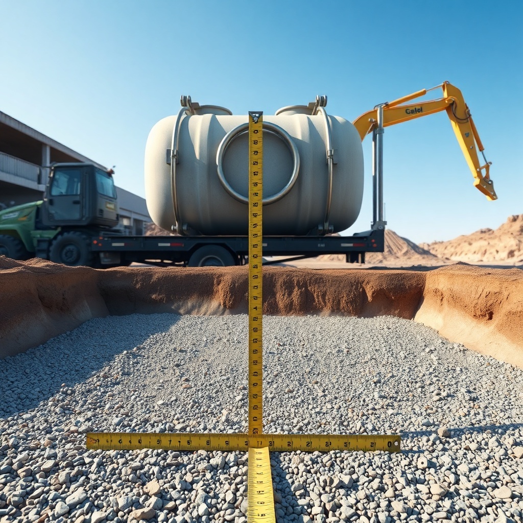 A detailed photorealistic image showing a prepared rectangular excavation pit with gravel