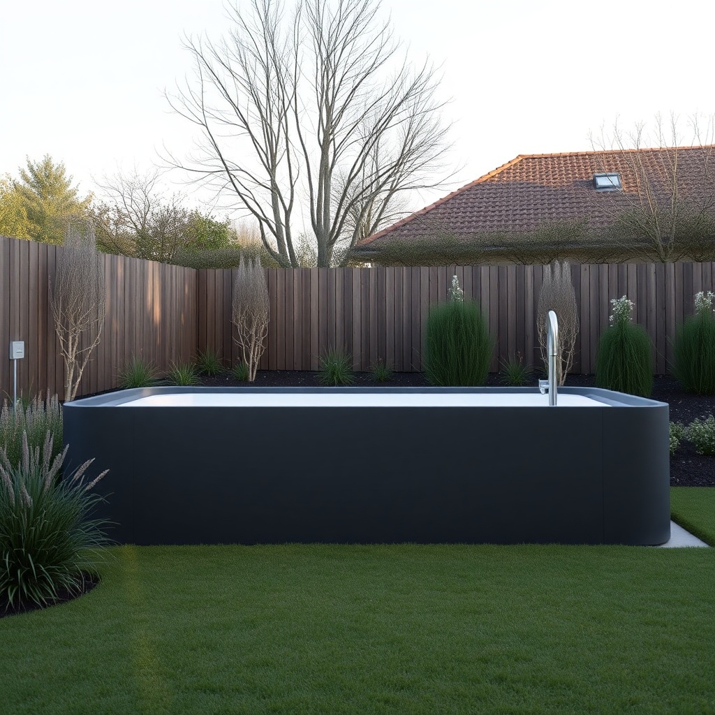 Ein moderner Graf Carat Tank im Garten kurz vor der Installation